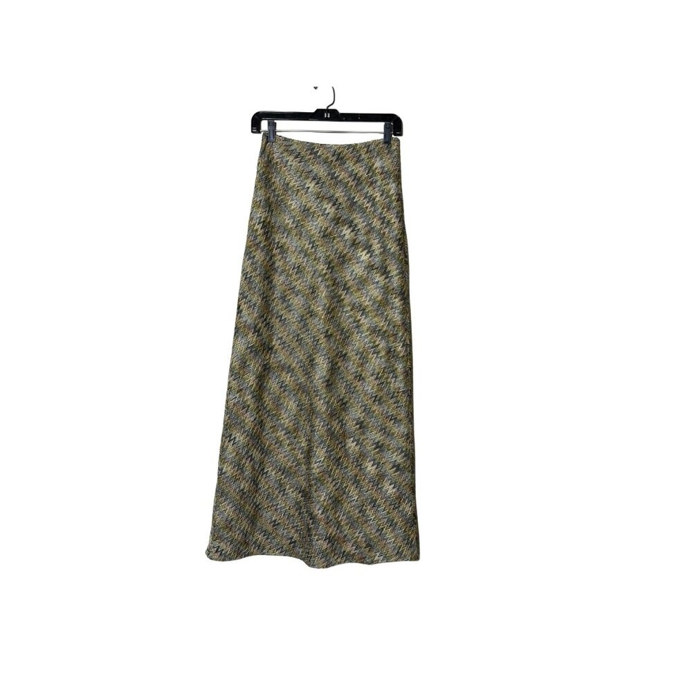 Finity Studio Womens Chevron Pattern Maxi Textured Skirt Multicolor W27